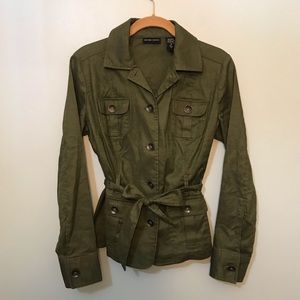 NY & Co. Olive Military Style Linen Jacket Size S